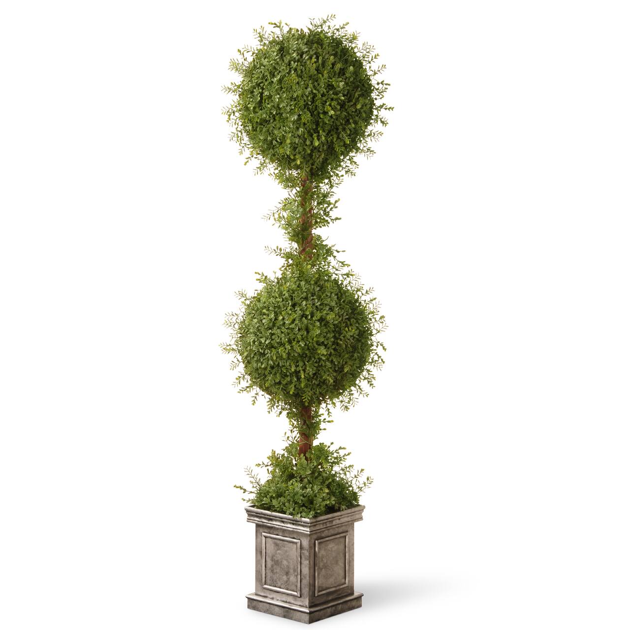 5ft. Mini Tea Leaf 2 Ball Topiary in Silver Square Pot
